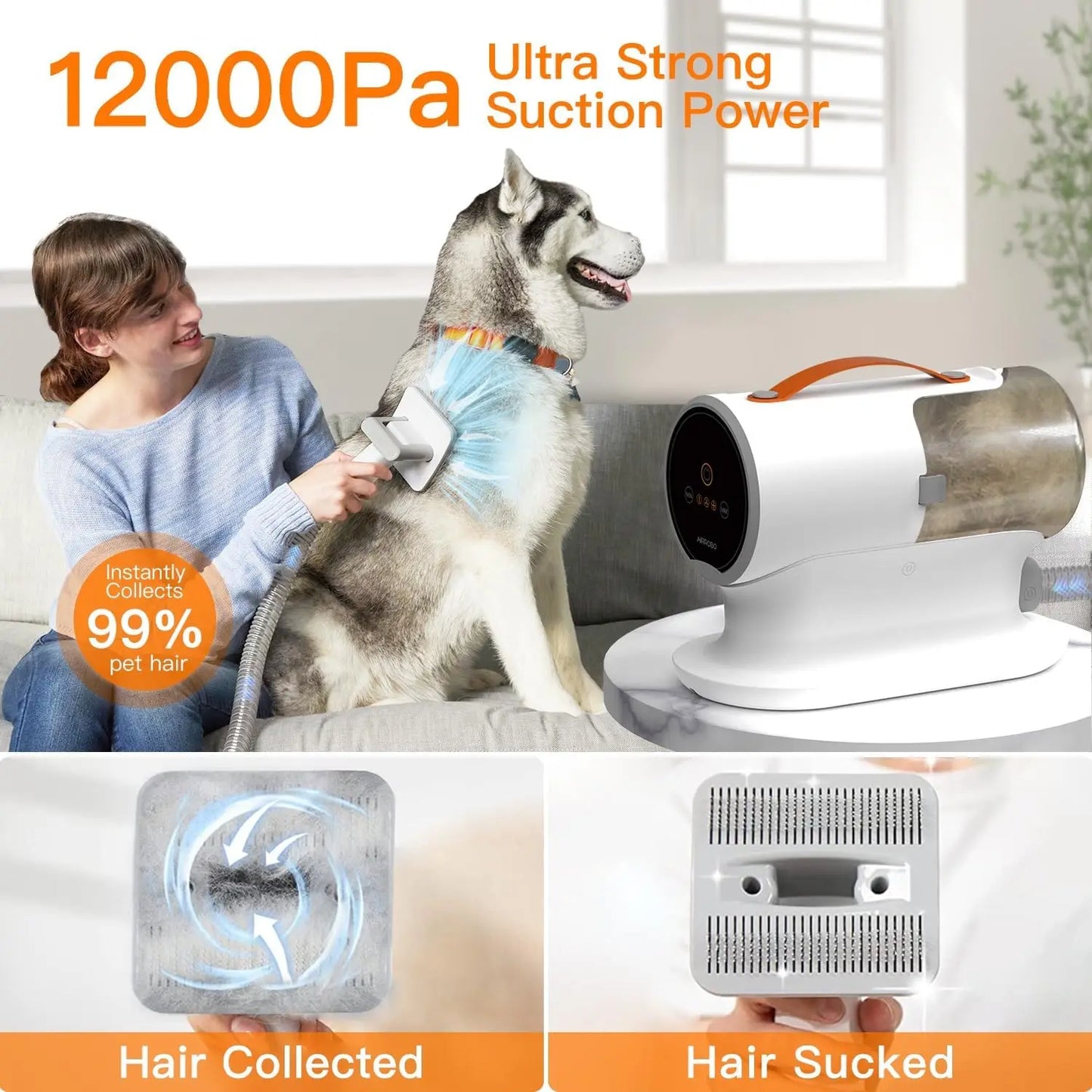 Dog Grooming Vacuum 12000Pa - Ultimate Pet Hair Remover