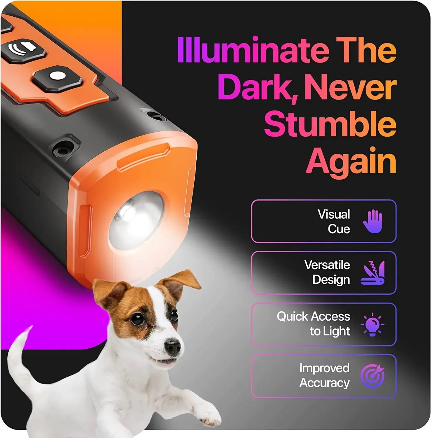 Rechargeable Ultrasonic Dog Bark Deterrent & Trainer with LED Flashlight