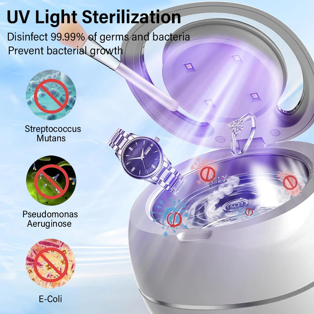 Ultrasonic Jewelry & Denture Cleaner - Compact UV Machine