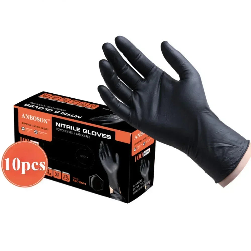 10pcs Black Nitrile Gloves - Latex-Free for Cooking & Cleaning